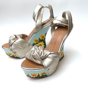 ✖️SOLD✖️ Vintage GIUSEPPE ZANOTTI Hand Painted Platform Wedges Y2K